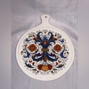 Ceramica Cuore Decal Ricco Italy Decorative Ceramic Trivet Floral Design